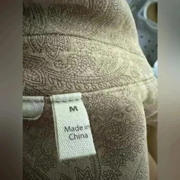 Soft Surrondings Women’s Jacket M Faux Suede Paisley Beige - Picture 6 of 7